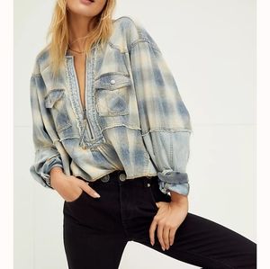 Free People Distressed Cropped Jacket